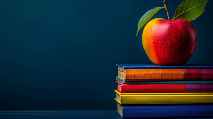 School backgrounds. A stack of books, stationery, a desk lamp, a paper clip. Back to School. Elements and objects on school themes, simple background for poster.