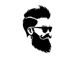 Barbershop. silhouette of man with beard