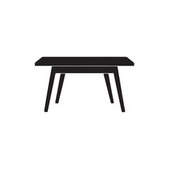 Office table furniture icon. Desk table silhouette logo. Table couch ottoman armchair sofa with cushions home apartment. Vector isolated on white background. 

