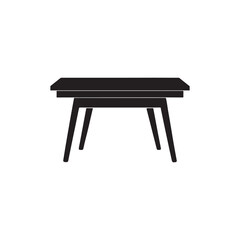 Office table furniture icon. Desk table silhouette logo. Table couch ottoman armchair sofa with cushions home apartment. Vector isolated on white background. 

