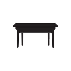 Office table furniture icon. Desk table silhouette logo. Table couch ottoman armchair sofa with cushions home apartment. Vector isolated on white background. 


