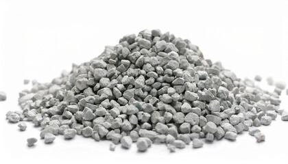 Pile of perlite isolated on white backdrop. Natural material.