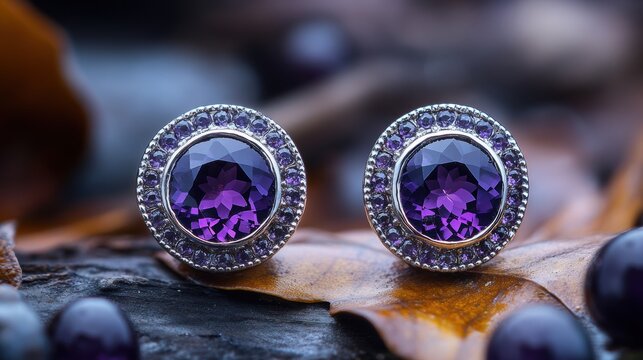gemstone jewelry, elegant sterling silver earrings featuring deep purple amethyst gemstones, perfect for adding sophistication and glamour to your outfit