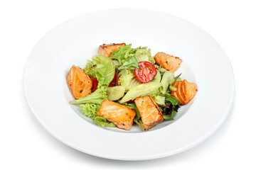 Grilled Salmon Salad with Greens and Tomatoes