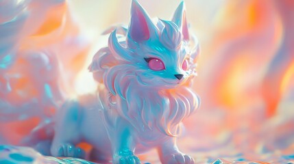 Obraz premium Shiny White Furry Creature in a Dreamy Setting