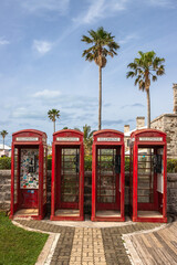 Exposure of Four phone booths at Kings Wharf, with working phones, Royal Naval Dockyard, Bermuda