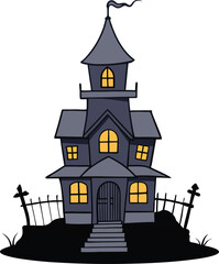 A spooky cartoon style haunted house for Halloween