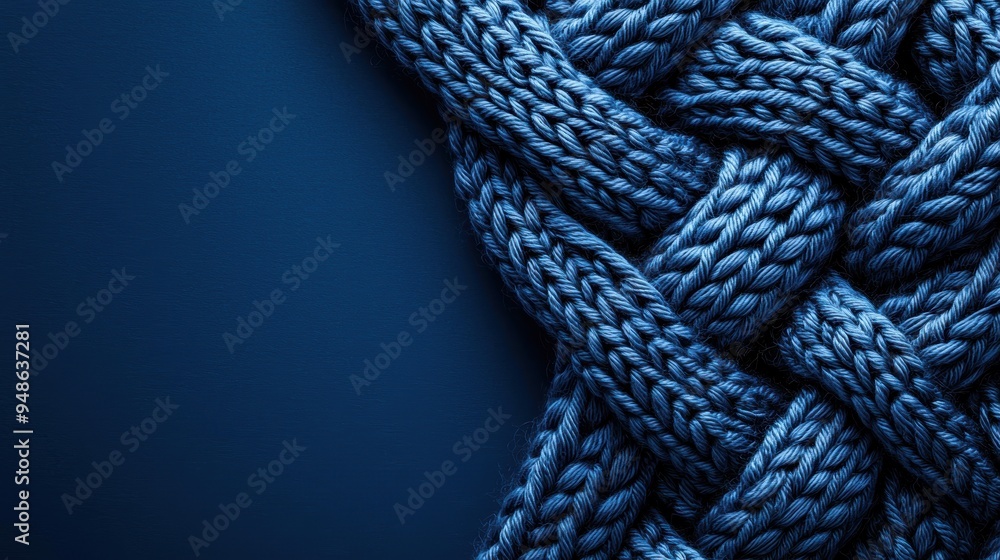 Poster close-up image of intricate blue rope pattern against a matching blue background