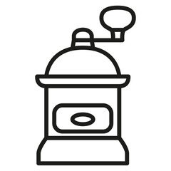 Coffee grinder grinds.Kitchen utensils.Doodle sketch icon. Vector illustration.