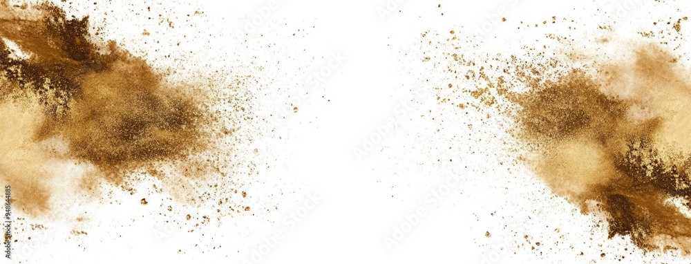 Poster elegant gold glitter dust explosion creating a stunning abstract design on a clean white background 