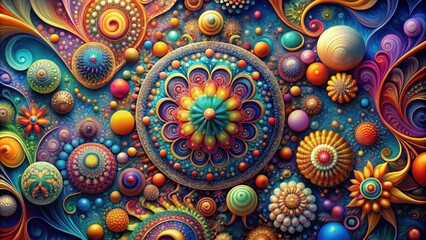 An artistic and intricate abstract composition featuring various shapes and colors, artistic, abstract, composition