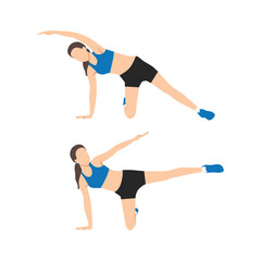 Woman doing waist trimmer exercise. Flat vector illustration isolated on white background