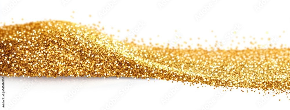Poster a captivating splash of golden glitter creating an abstract design with plenty of white space for cr