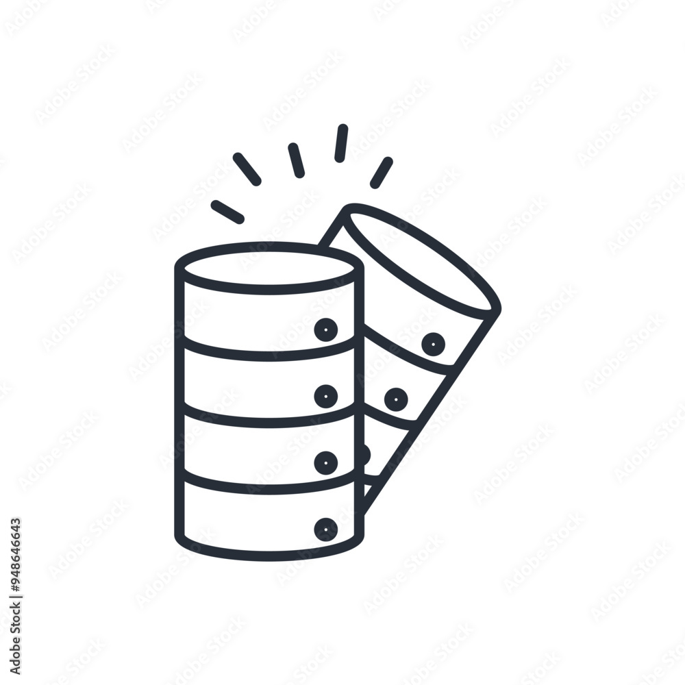 Aufkleber database icon. vector.editable stroke.linear style sign for use web design,logo.symbol illustration.
