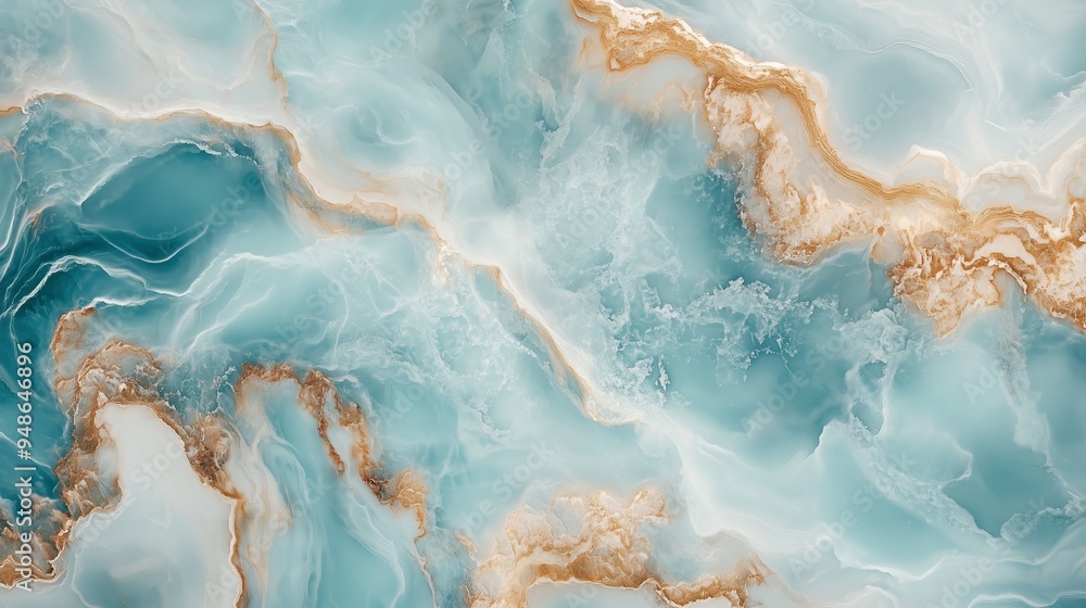 Poster beautiful fluid art with swirling blue and gold patterns capturing elegant movement and depth in an 