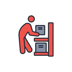 warehouse man icon. vector.Editable stroke.linear style sign for use web design,logo.Symbol illustration.