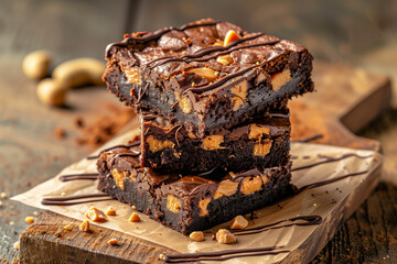 Brownies with peanut butter and chocolate.