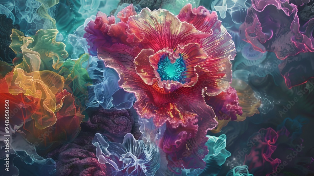 Canvas Prints Abstract floral art with vibrant colors and textures.