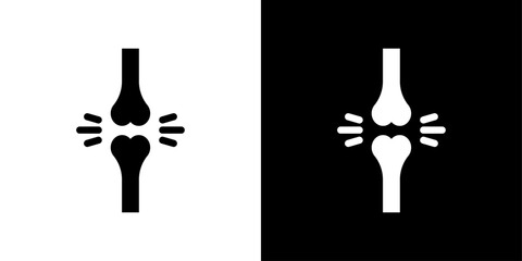 Arthritis knee joint pain icon Flat fill set collection