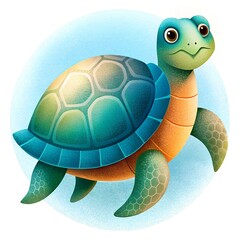 Fototapeta premium Turtle clipart grain illustration isolated on white background