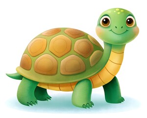 Fototapeta premium Cute tortoise clipart grain illustration isolated on white background