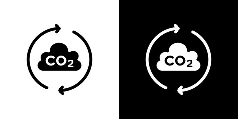 co2 gas carbon dioxide icon Flat fill set collection