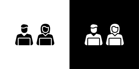 Coworking icon Flat fill set collection
