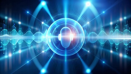 Obraz premium AI Voice Recognition: Digital Audio Waves Stock Image