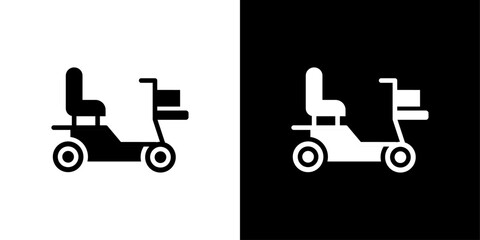 Electric wheelchair scooter icon Flat fill set collection