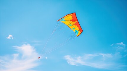 Colorful Kite Soaring in a Clear Blue Sky: Perfect Wall Art Poster for Sports Interiors and Inspiring Outdoor Adventures