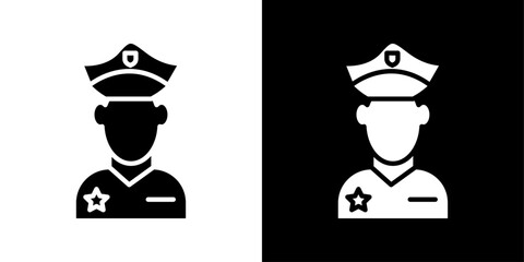 Male chief officer icon Flat fill set collection