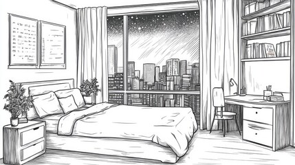 Black and white vector sketch of a cozy.