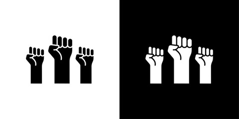 raised fists icon Flat fill set collection