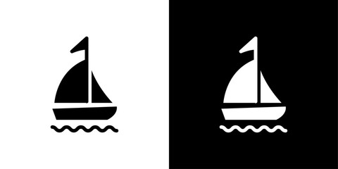 Sailboat icon Flat fill set collection