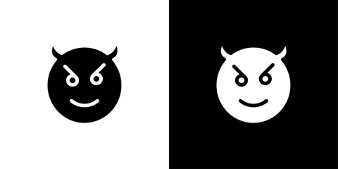 satan evil icon Flat fill set collection