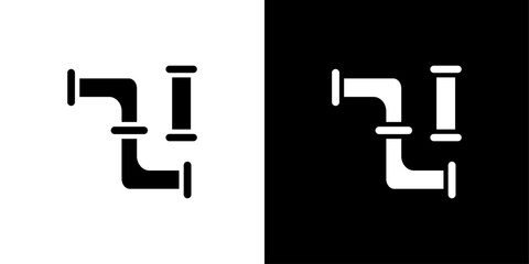 Water pipes icon Flat fill set collection