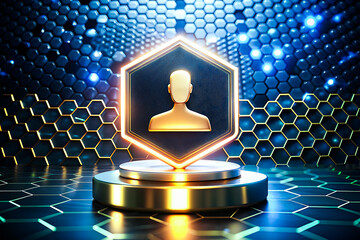 Cogwheel gears abstract background business technology. Human head profile with multimedia icons. Social networking idea. Two hands connect the gears the details.