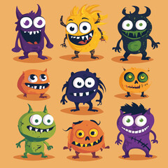 Fototapeta premium A set of fun Halloween inspired characters.