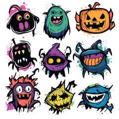 Fototapeta premium A set of fun Halloween inspired characters.