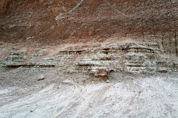 Close up details of the rocks formations that make up the cliffs in Baelands national park