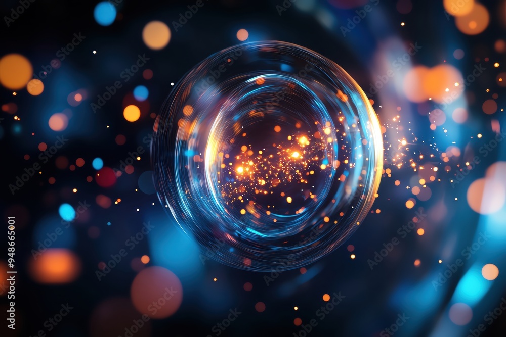 Poster a mesmerizing abstract bubble filled with vibrant orbs of light, creating a magical and enchanting v