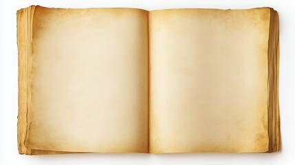 a blank page of antique paper, perfectly centered both horizontally and vertically against a plain white background