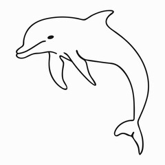 Fototapeta premium Dolphin icon, line art drawing. Simple abstract illustration in minimalistic style