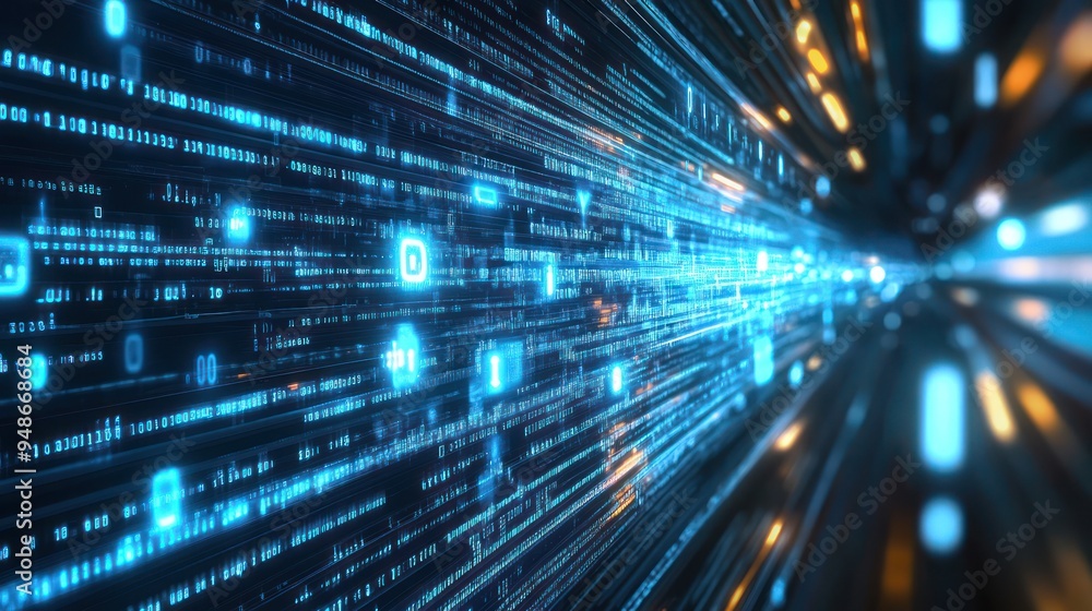 Poster digital flow: abstract representation of data and information