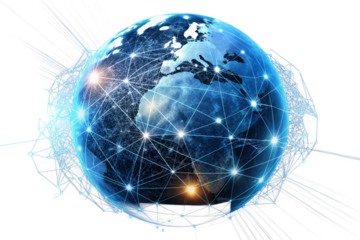 Glowing Digital World Network isolated on a White background 