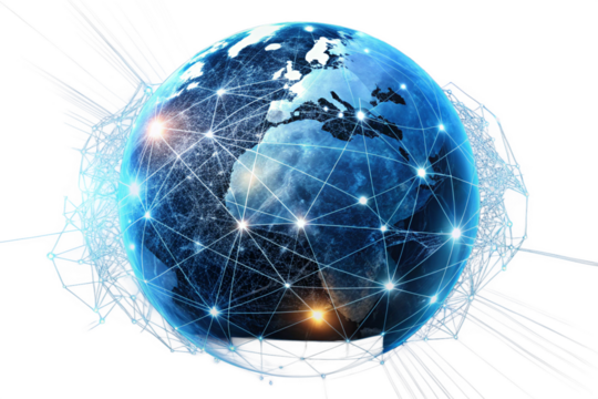 Glowing Digital World Network isolated on a White background 