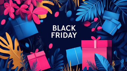 Exciting Black Friday Sale day banner featuring vibrant colors and festive decorations