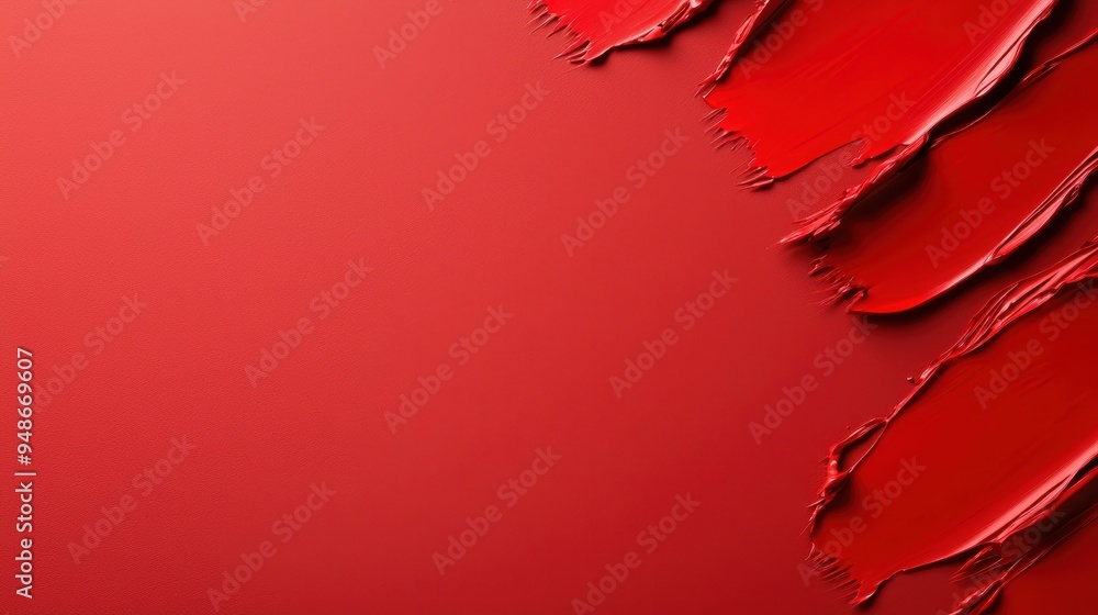 Poster abstract red canvas with brush strokes showing artistic texture and vivid color gradient