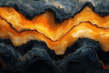Fototapeta premium A painting of a mountain range with a black and orange line