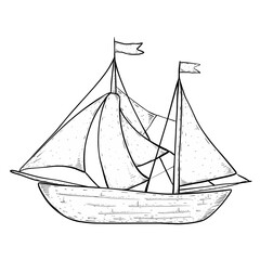 Sketch ship on a white background